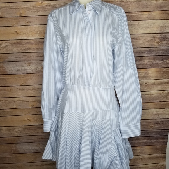 Jason Wu Grey Striped Ruffle Collared Mini Dress - Picture 2 of 8